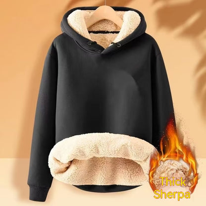 Men's Fleece Hoodie Winter Lined Padded Warm Keeping Loose Hooded Sweater