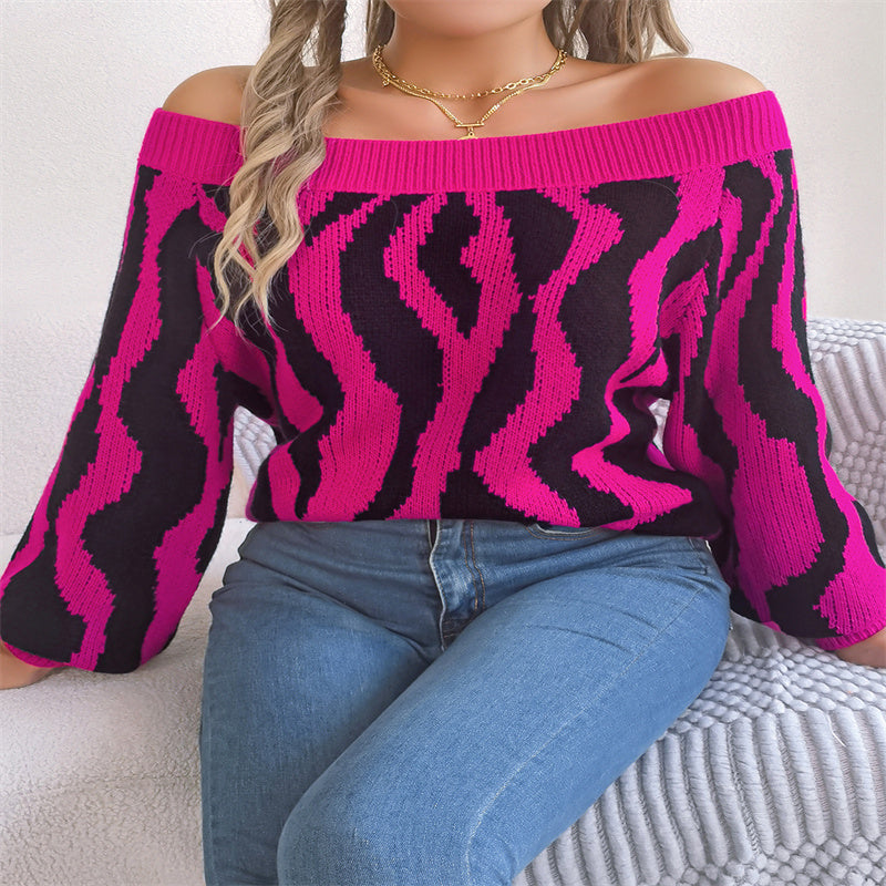 Off-neck Off-the-shoulder Lantern Sleeve Sweater