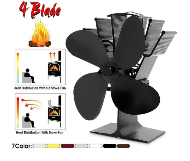 Silent thermodynamic fireplace fan fireplace thermometer