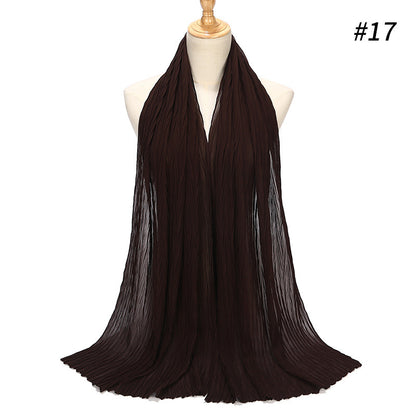 New Pearl Chiffon Pleated Hijab Scarf Cape