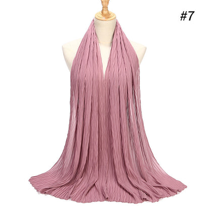 New Pearl Chiffon Pleated Hijab Scarf Cape