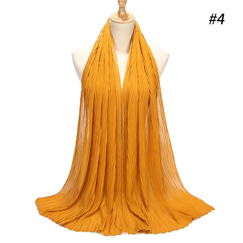 New Pearl Chiffon Pleated Hijab Scarf Cape