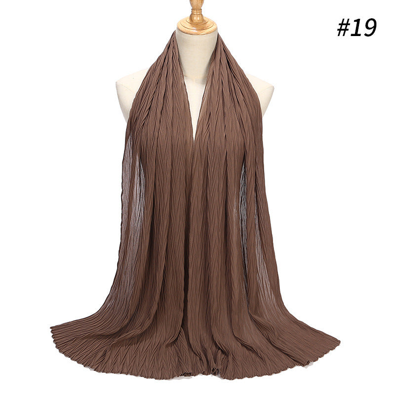 New Pearl Chiffon Pleated Hijab Scarf Cape