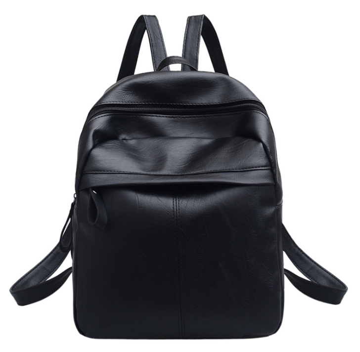 High Quality PU Leather Women Backpack Fashion Solid School Bags For Teenager Girls Large Capacity Casual Women Black Backpacks