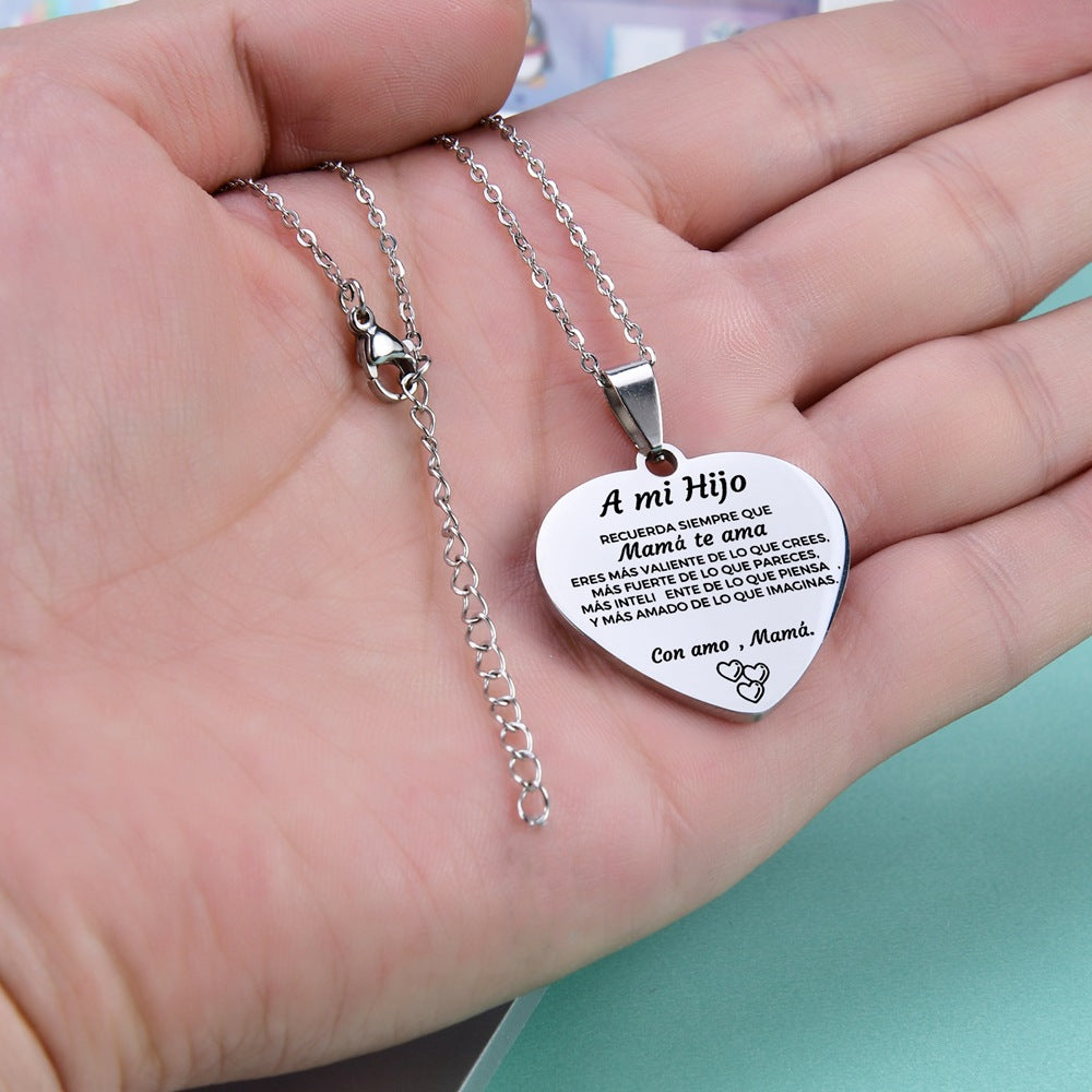 Stainless Steel Love Pendant Family Inspirational Necklace