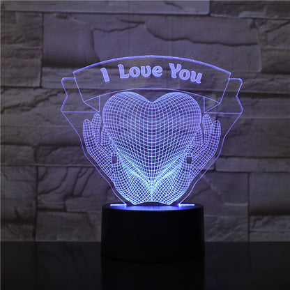 Valentines Day Gift Hands Holding Love 3D Night Light