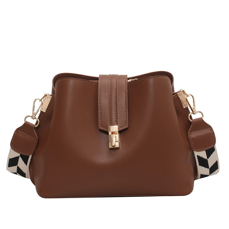 Wide Shoulder Strap Bucket Bag