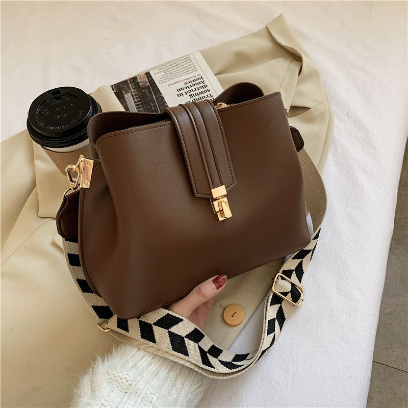 Wide Shoulder Strap Bucket Bag