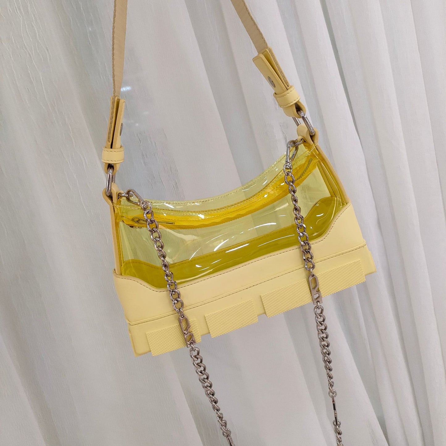 Underarm Bag with Jelly Sole and Transparent Chain