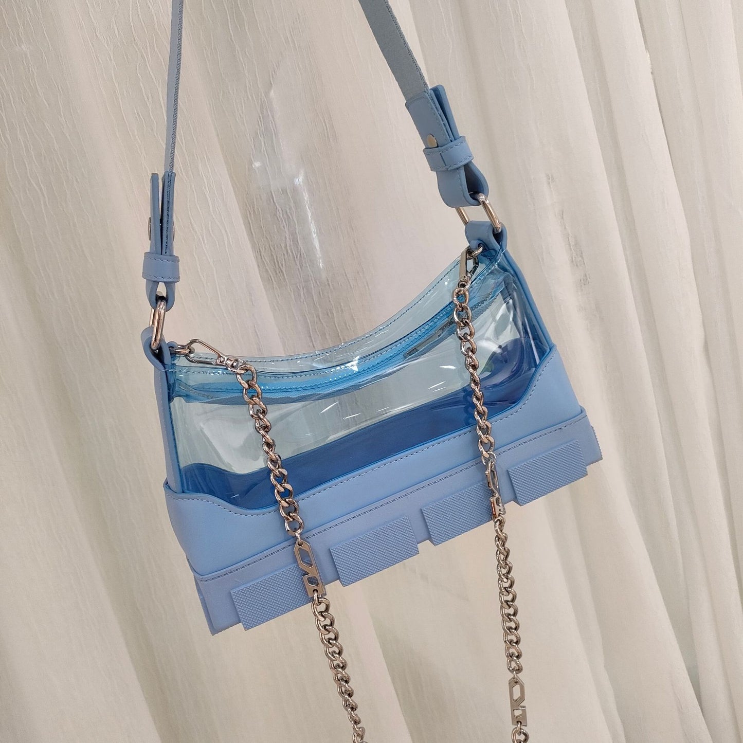 Underarm Bag with Jelly Sole and Transparent Chain