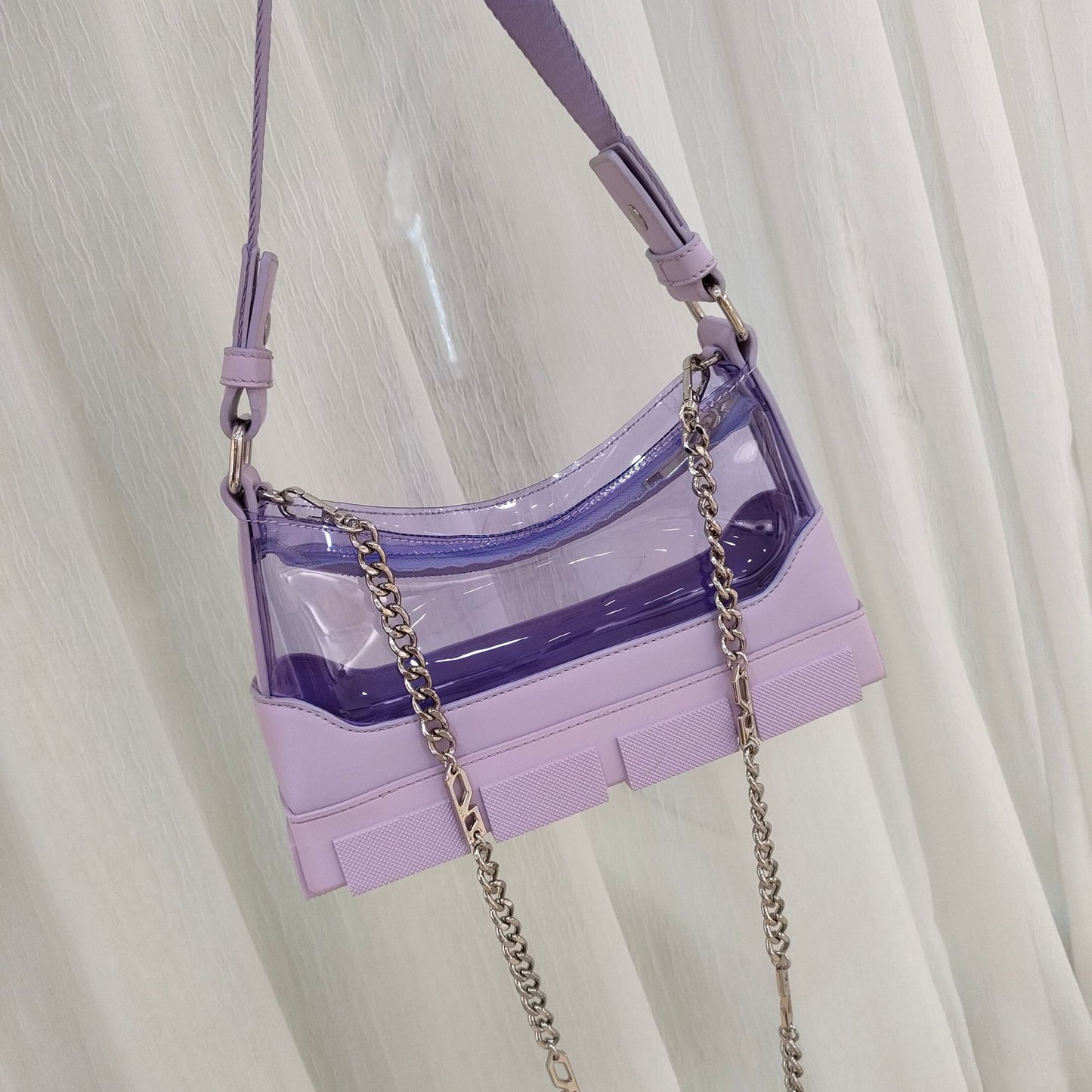 Underarm Bag with Jelly Sole and Transparent Chain