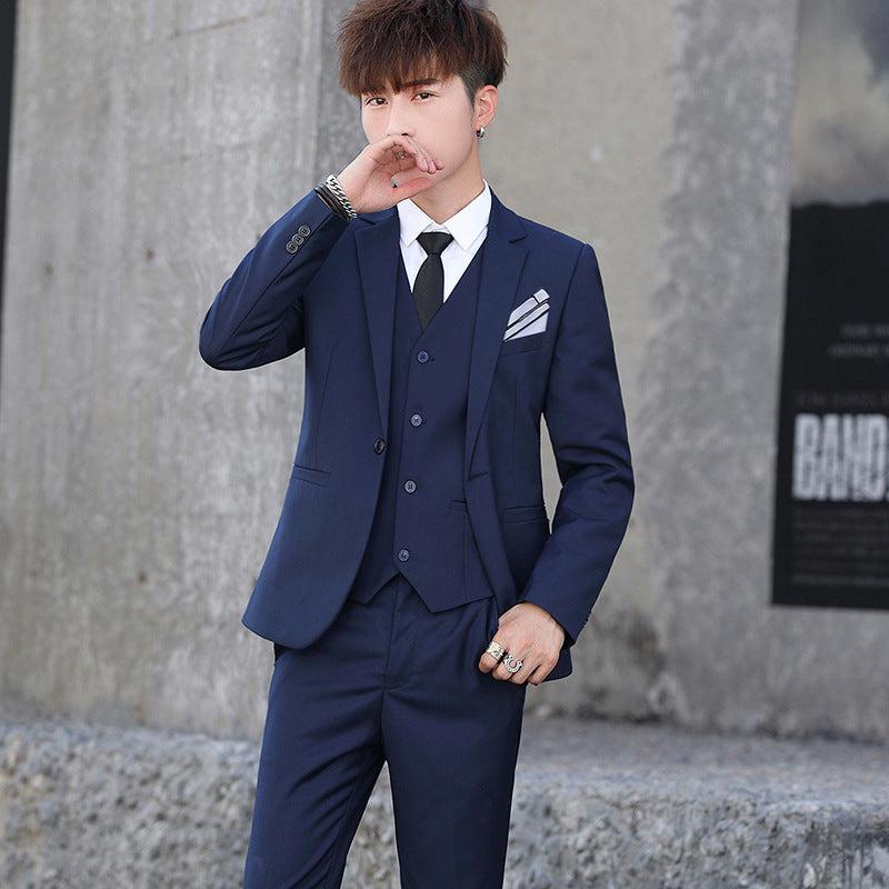 Men's Three-Piece Korean Style Groomsmen Suits