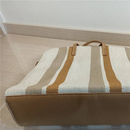 One-shoulder Striped Portable Canvas Bag