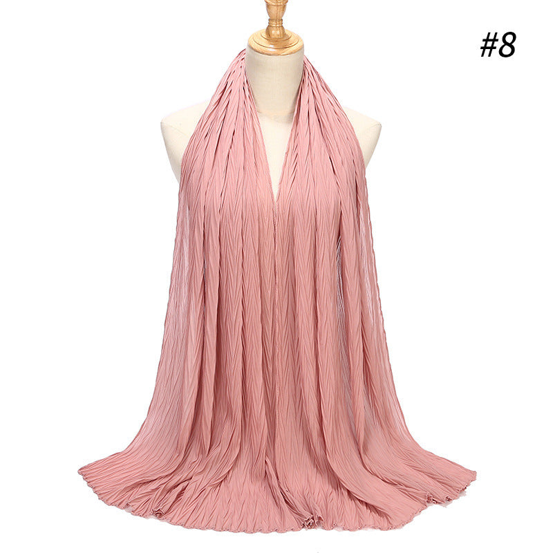 New Pearl Chiffon Pleated Hijab Scarf Cape