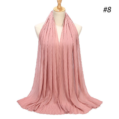 New Pearl Chiffon Pleated Hijab Scarf Cape