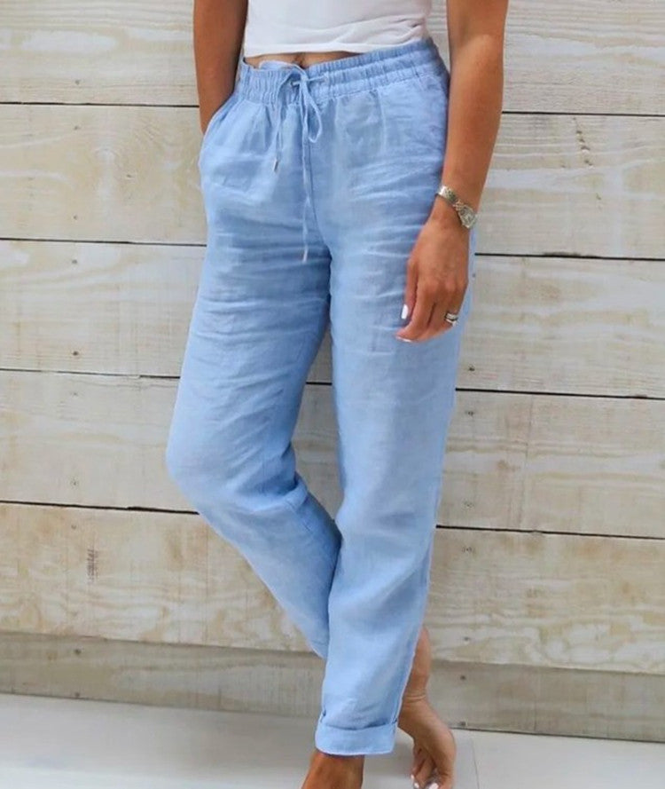 Elastic Waist Linen Pants