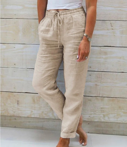 Elastic Waist Linen Pants