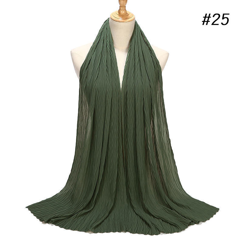 New Pearl Chiffon Pleated Hijab Scarf Cape