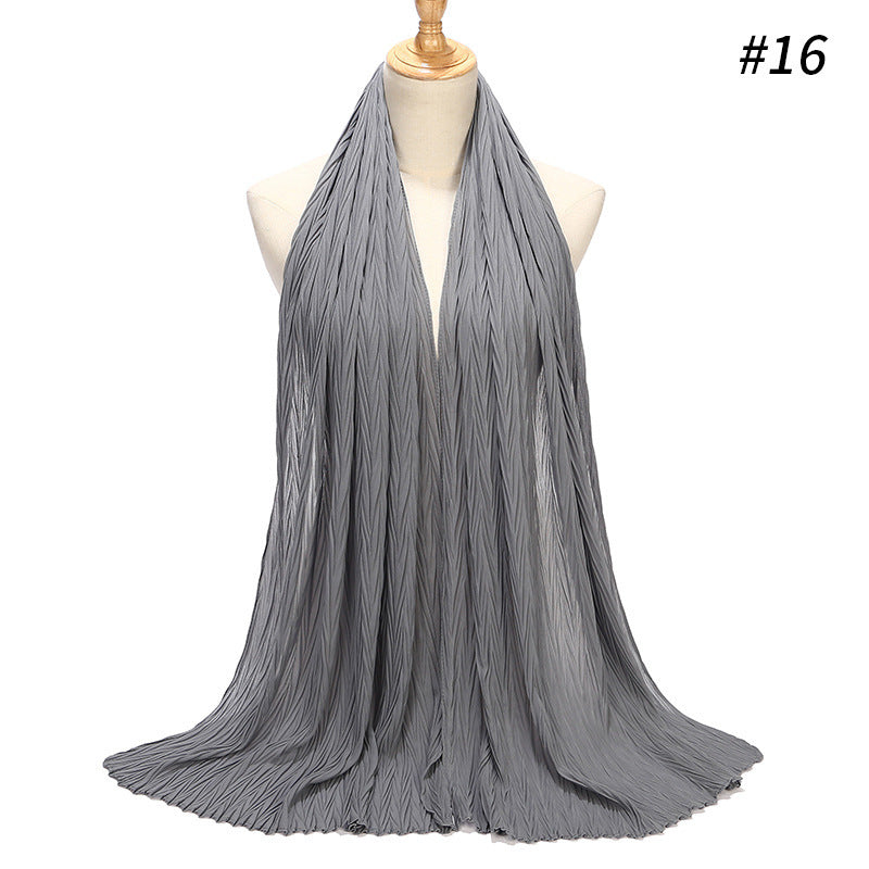 New Pearl Chiffon Pleated Hijab Scarf Cape