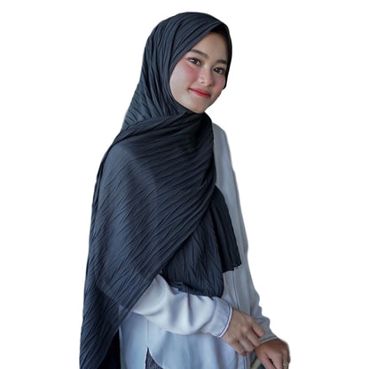 New Pearl Chiffon Pleated Hijab Scarf Cape