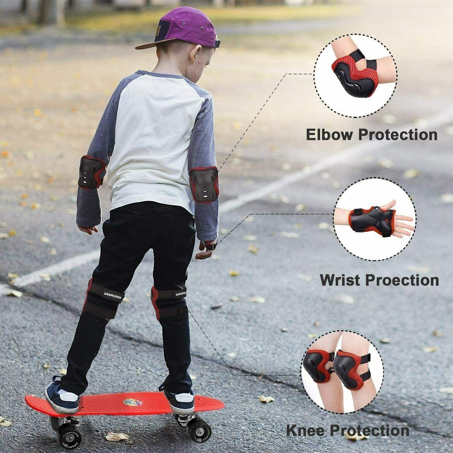 Knee Elbow Pads Guards Protective Gear Set for Kids Children Roller Cycling Bike