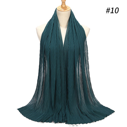 New Pearl Chiffon Pleated Hijab Scarf Cape