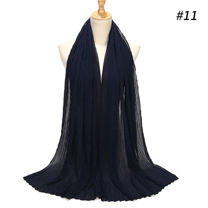 New Pearl Chiffon Pleated Hijab Scarf Cape