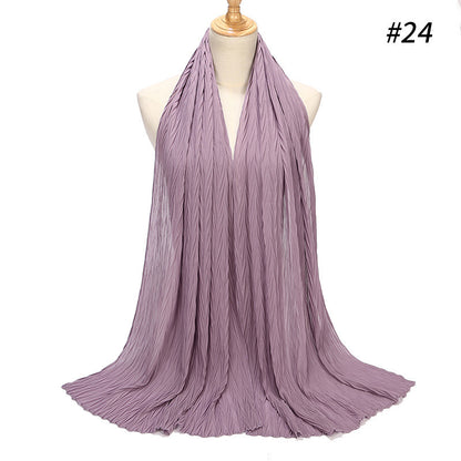 New Pearl Chiffon Pleated Hijab Scarf Cape