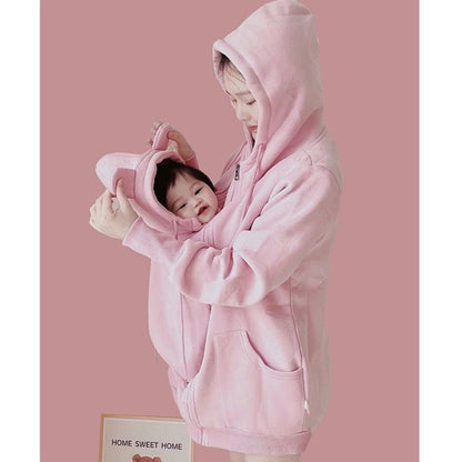 Kangaroo Mother Baby One-piece Coat Plush Nursing Sweater Coat