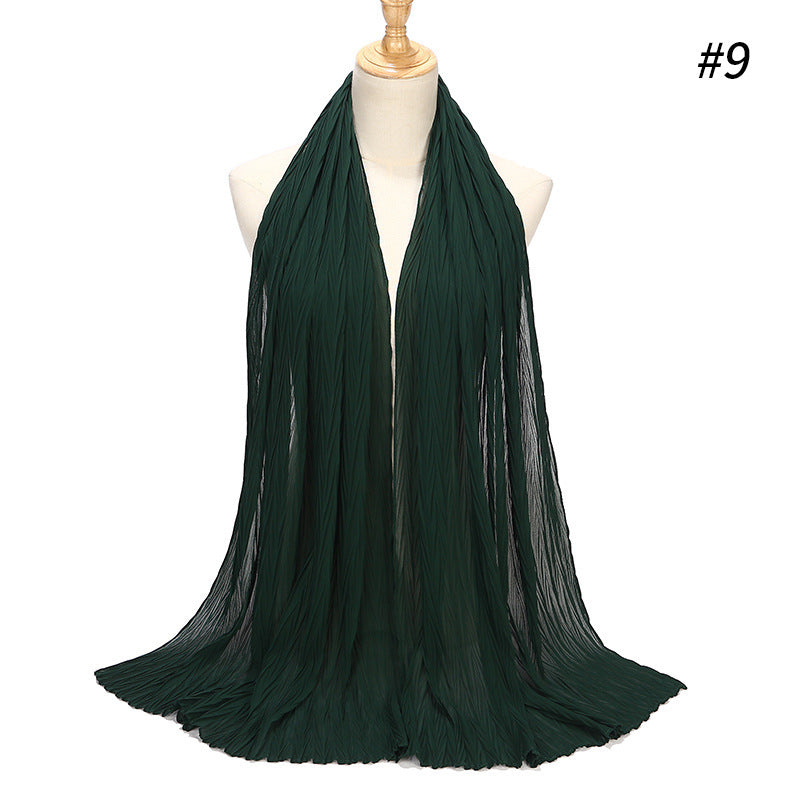 New Pearl Chiffon Pleated Hijab Scarf Cape