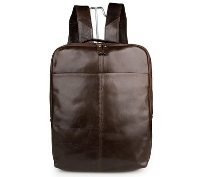 Top layer leather computer backpack