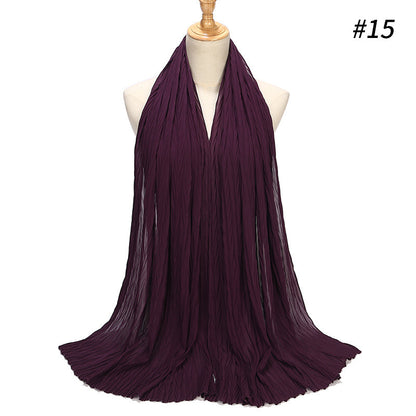 New Pearl Chiffon Pleated Hijab Scarf Cape