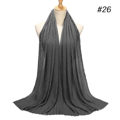 New Pearl Chiffon Pleated Hijab Scarf Cape