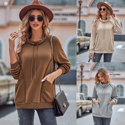 Solid Color Turtleneck Patchwork Loose Sweater