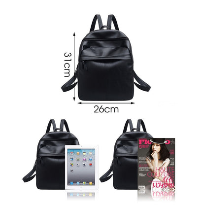 High Quality PU Leather Women Backpack Fashion Solid School Bags For Teenager Girls Large Capacity Casual Women Black Backpacks