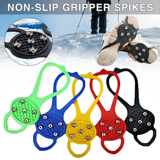 Unisex Men 5 Teeth Ice Gripper For Shoes Crampons Ice Gripper Spike Grips Cleats For Snow Studs Non-Slip Climbing Hiking Covers