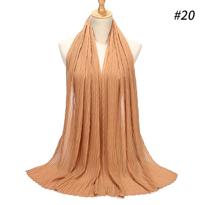 New Pearl Chiffon Pleated Hijab Scarf Cape