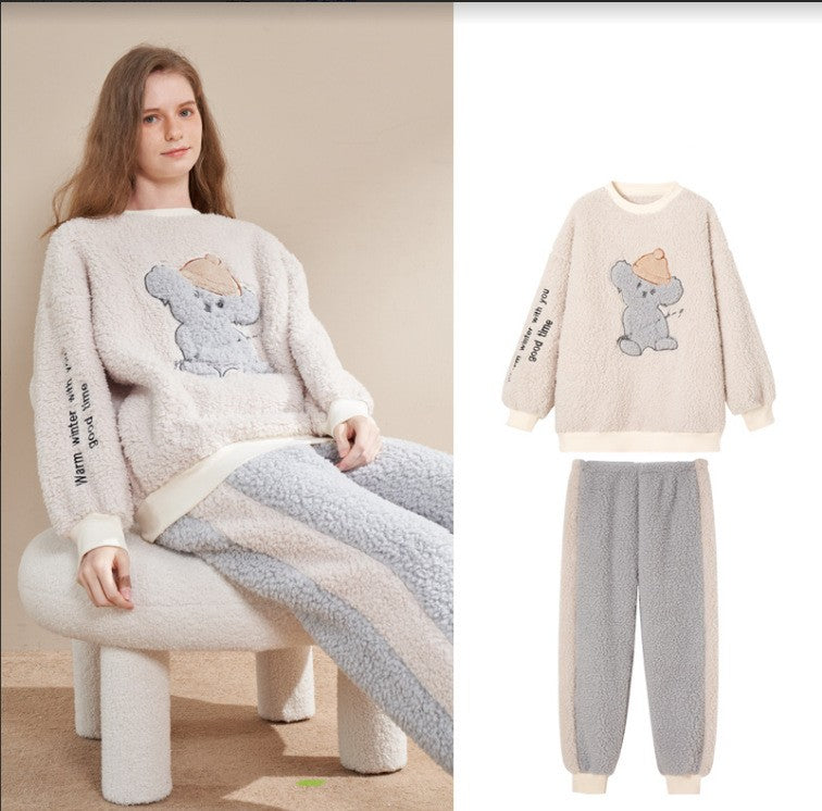 Women's Pajamas Winter Coral Fleece Thickened Fleece-lined Loungewear
