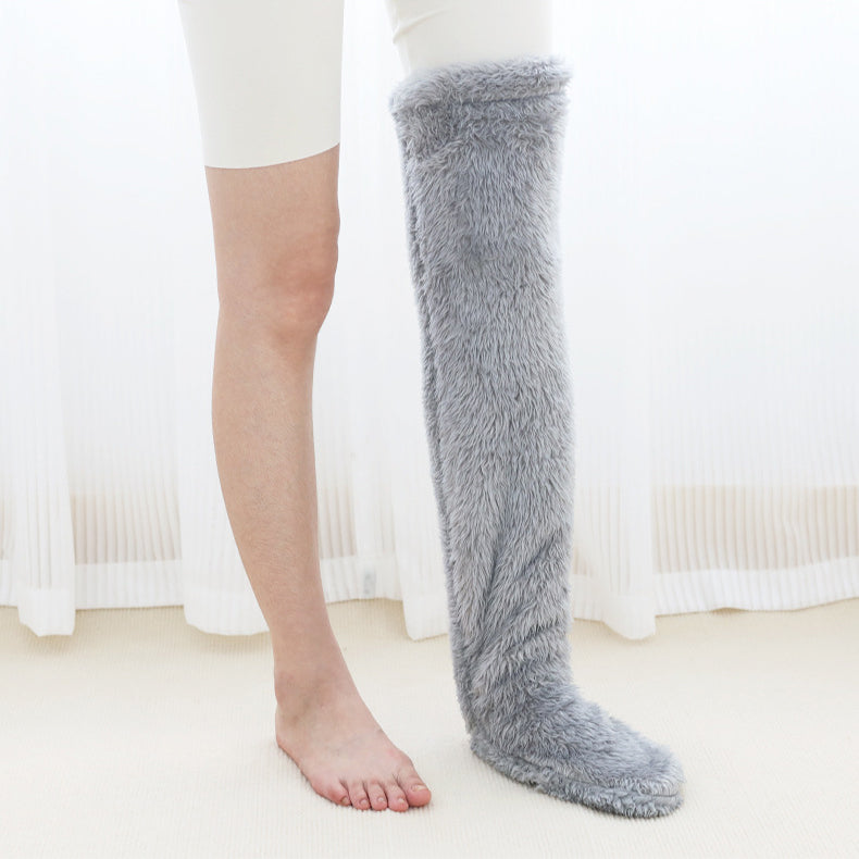 Over Knee High Fuzzy Long Socks Winter Warm Cold Leg Knee Joint Cold-proof Stockings Home Floor Sleeping Socks