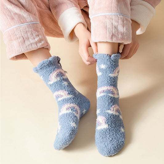 Winter Thick Women's Socks Japanese Sweet Girl Socks Coral Fleece Socks