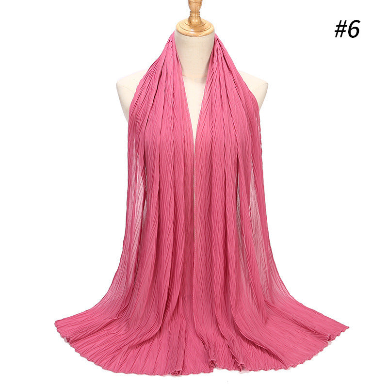 New Pearl Chiffon Pleated Hijab Scarf Cape