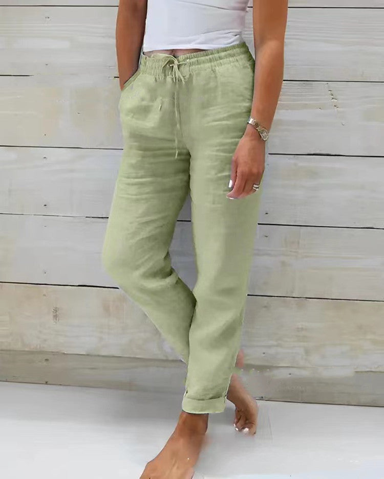 Elastic Waist Linen Pants