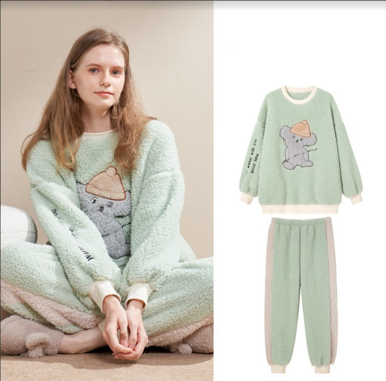 Women's Pajamas Winter Coral Fleece Thickened Fleece-lined Loungewear