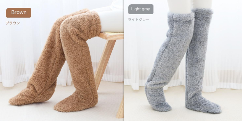 Over Knee High Fuzzy Long Socks Winter Warm Cold Leg Knee Joint Cold-proof Stockings Home Floor Sleeping Socks