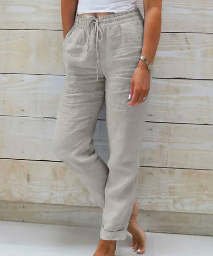 Elastic Waist Linen Pants