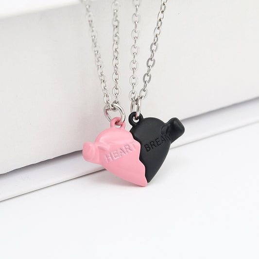 Holding Heart Magnet Pendant Couple Necklace For Love