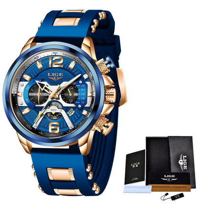 Lige Men's Quartz Watch Multifunction Sports Wrist