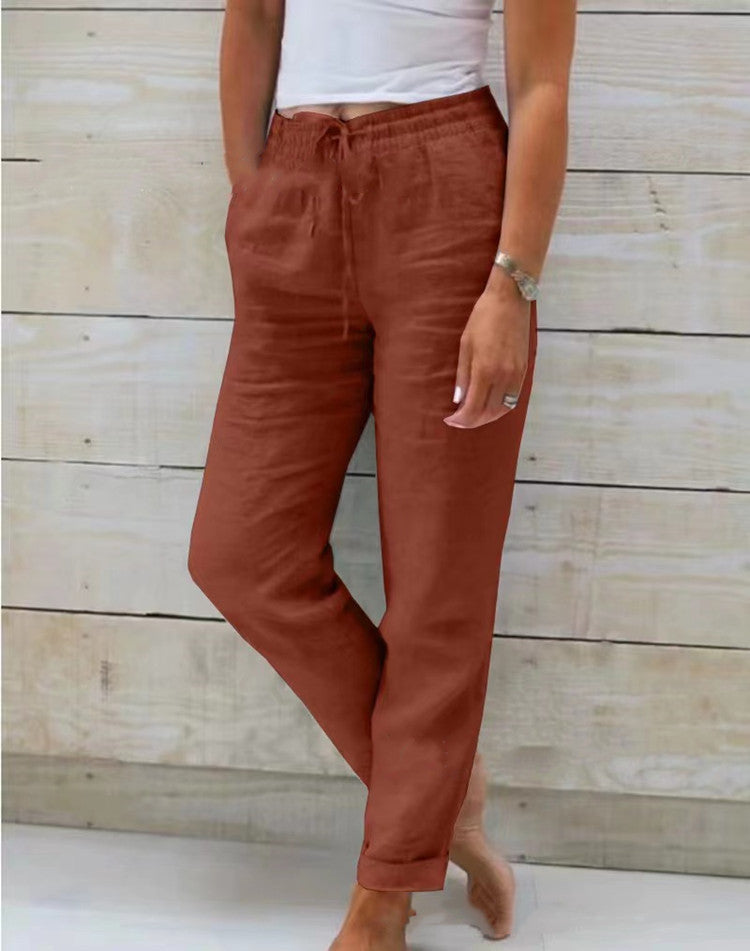 Elastic Waist Linen Pants