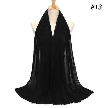 New Pearl Chiffon Pleated Hijab Scarf Cape