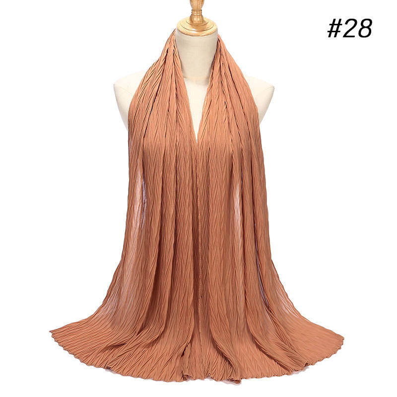 New Pearl Chiffon Pleated Hijab Scarf Cape